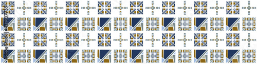Masculine geometric seamless border pattern. Classic retro geo shape design for digital masking tape edging. Repeatable man banner in vector.