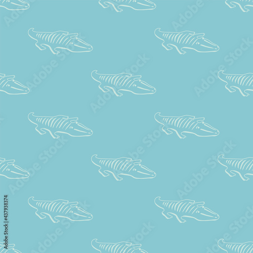 Inflatable crocodile line vector background pattern