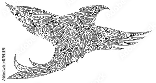 Tribal style bird silhouette