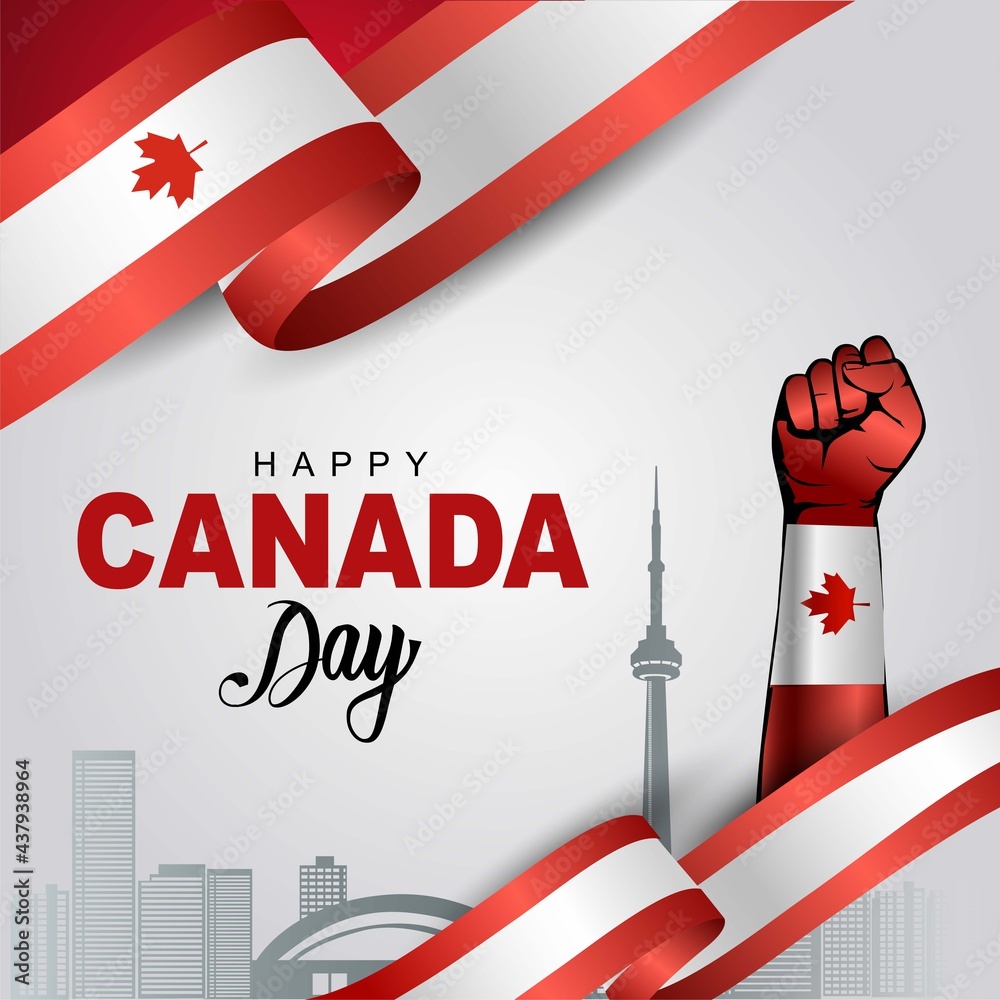 Fototapeta premium happy Canada day greetings. vector illustration design