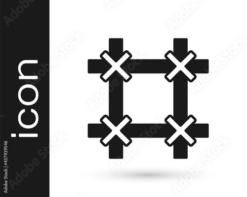 Black Prison window icon isolated on white background. Vector