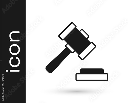 Black Judge gavel icon isolated on white background. Gavel for adjudication of sentences and bills, court, justice. Auction hammer. Vector