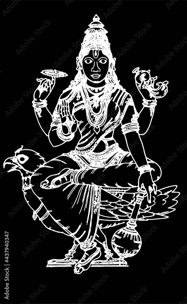 Fototapeta premium A beautiful dark art illustrations of indian gods and goddesses