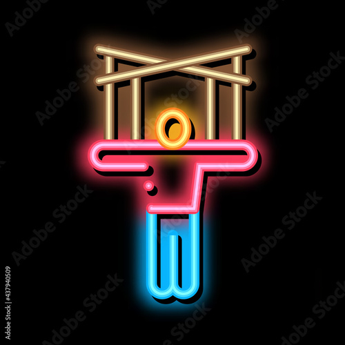 Puppet Show neon light sign vector. Glowing bright icon Puppet Show Sign. transparent symbol illustration