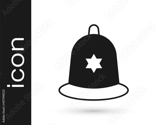 Black British police helmet icon isolated on white background. Vector