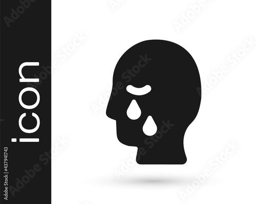 Black Man graves funeral sorrow icon isolated on white background. The emotion of grief, sadness, sorrow, death. Vector