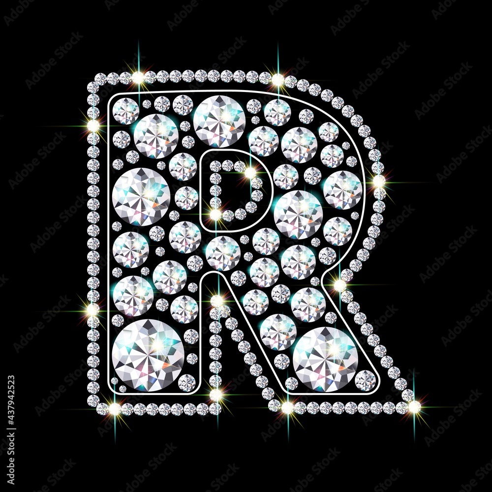 Letter R made from sparkling diamonds vector eps 10 Letter R made from sparkling diamonds vector eps 10