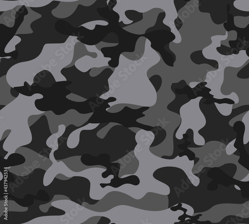 Camouflage gray vector military pattern, modern geometric seamless pattern for textiles.