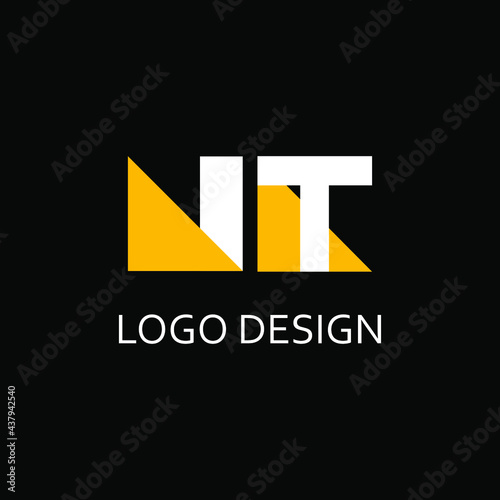 nt letter for logo design, n and t letter logo design template photo