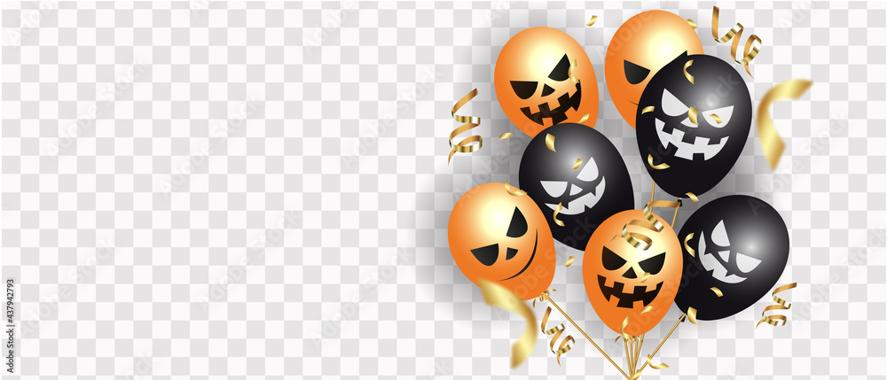 Obraz premium Halloween decoration with balloons by monsters, on a light background, realistic vector
