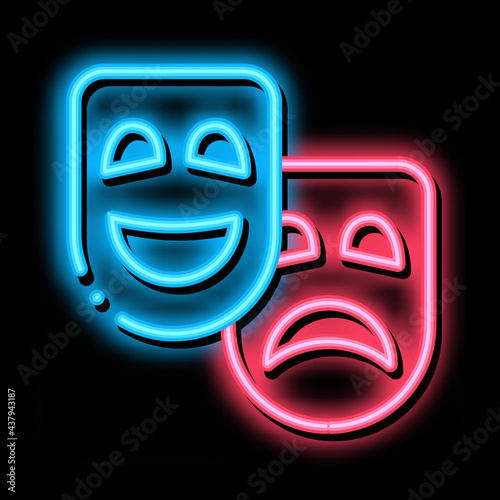 Mask People Emotions neon light sign vector. Glowing bright icon Mask People Emotions Sign. transparent symbol illustration