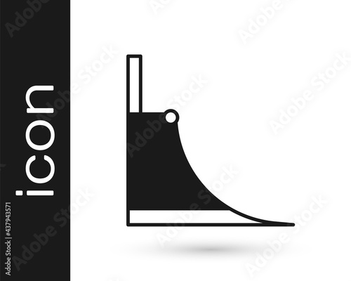Black Skate park icon isolated on white background. Set of ramp, roller, stairs for a skatepark. Extreme sport. Vector