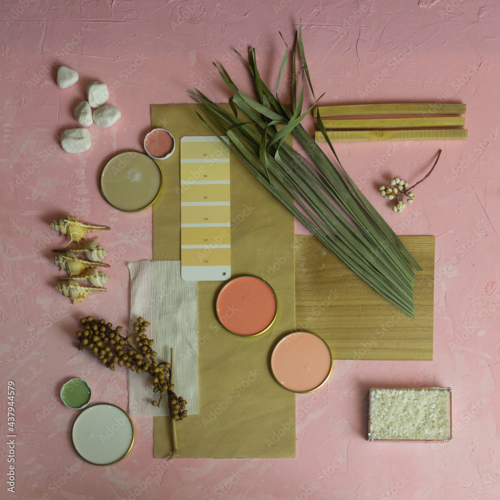 mood board color palette for interior design and decor Stock Photo ...