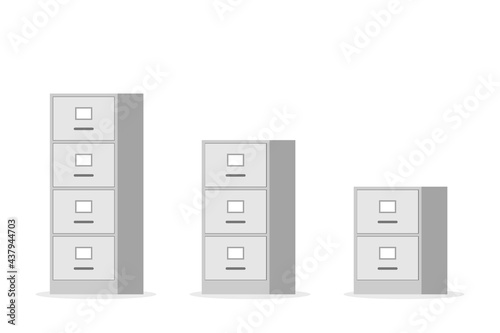 Office filing cabinet icon set. Clipart image isolated on white background