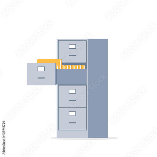 Open office filing cabinet icon. Clipart image isolated on white background photo