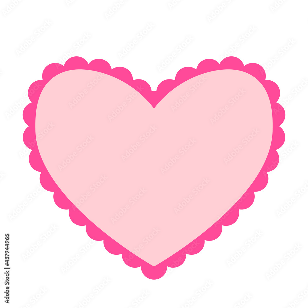 Scalloped heart label template. Clipart image isolated on white background