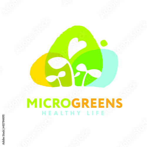 Microgreen Nutrition Logo Illustration. Organic Local Urban Farm Design Concept. Sustainable Food Vector Sign