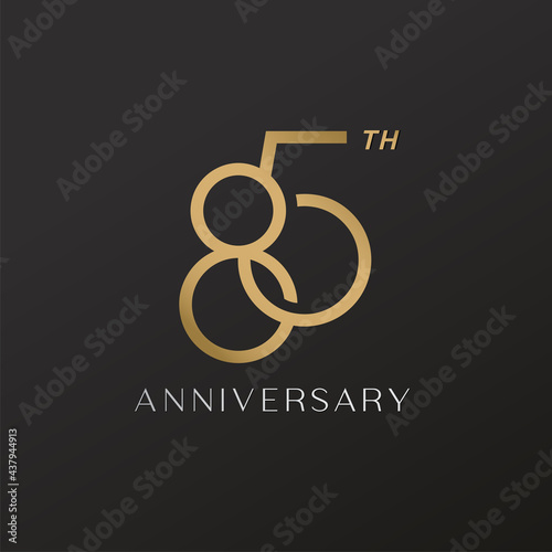 85th anniversary celebration logotype with elegant number shiny gold design