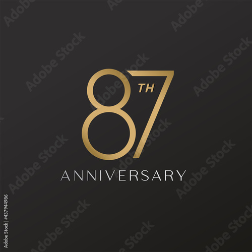 87th anniversary celebration logotype with elegant number shiny gold design