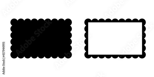 Photo Scalloped rectangle shape and frame template. Clipart image.