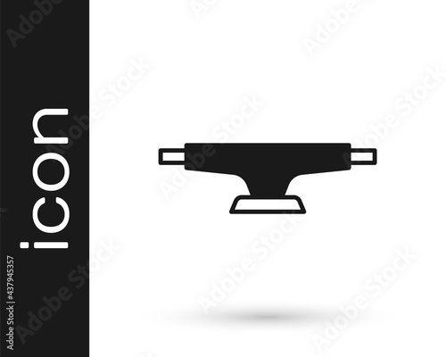 Black Skateboard wheel icon isolated on white background. Skateboard suspension. Skate wheel. Vector
