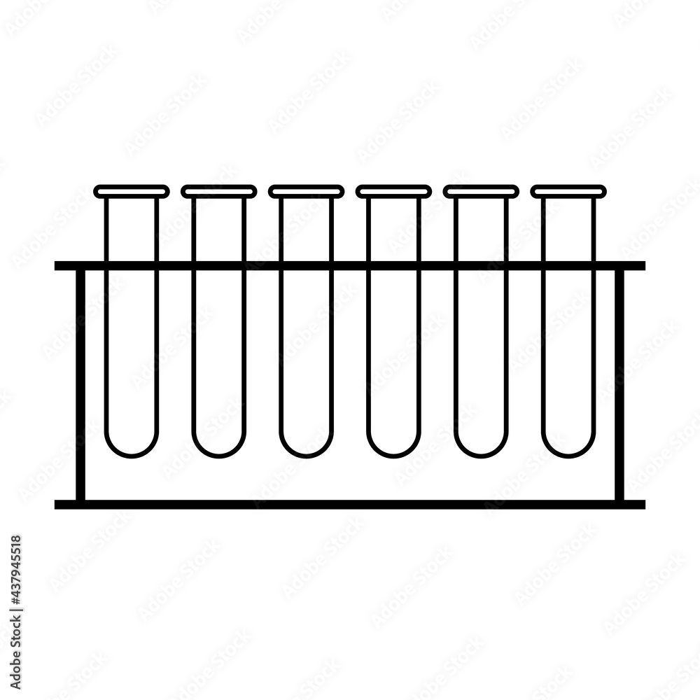 6 test tubes rack line icon. Clipart image isolated on white background 6 test tubes rack line icon. Clipart image isolated on white background