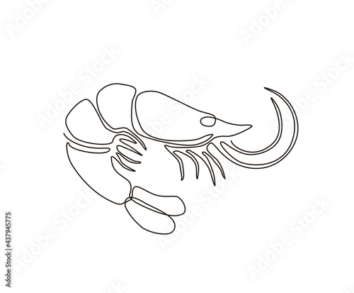 shrimp continuous line art drawing style. Minimalist black shrimp seafood outline. editable active stroke vector.