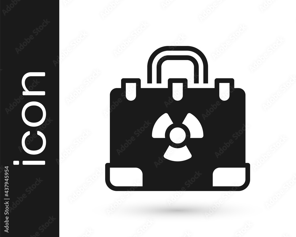 Black Radiation nuclear suitcase icon isolated on white background. Vector Black Radiation nuclear suitcase icon isolated on white background. Vector