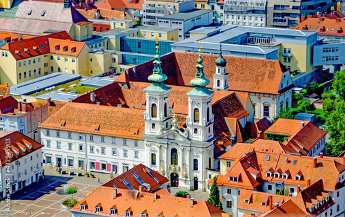 Dachlandschaft Graz -Blick vom Schlossberg auf Altstadt