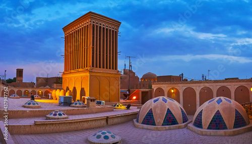 The stained-glass domes of Tehraniha House, Yazd, Iran photo