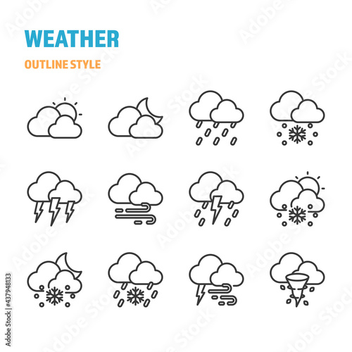 Weather in outline icon and symbol set