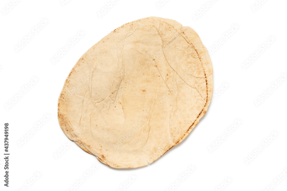 Grilled pitta bread isolated on white background. Grilled pitta bread isolated on white background.