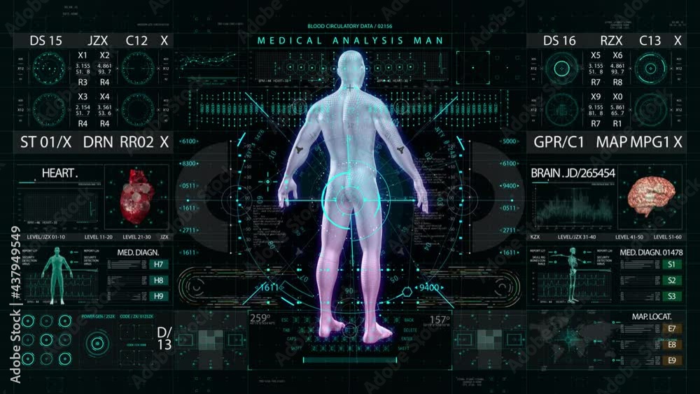 man body medical HUD interface display
