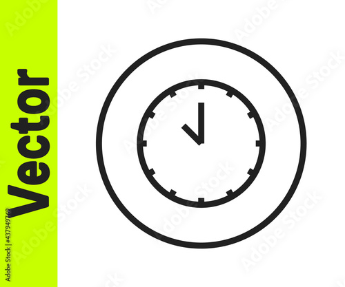 Black line Clock icon isolated on white background. Time symbol. Vector