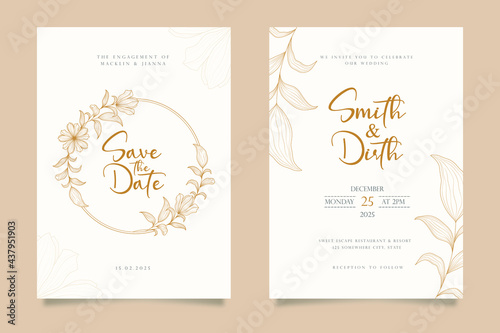 luxury and minimalist Wedding invitation card template design