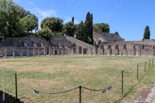 Archaeological Park of Pompeii. Quadriporticus of the theaters or gladiator barracks. Campania, Italy photo