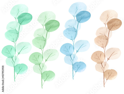 multicolored sprigs of plants on a white background