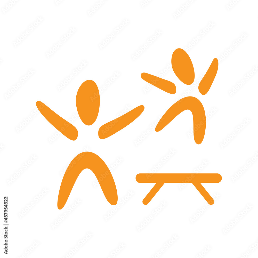 Baby gym silhouette icon. Kid bouncing on a trampoline. Vector illustration Baby gym silhouette icon. Kid bouncing on a trampoline. Vector illustration