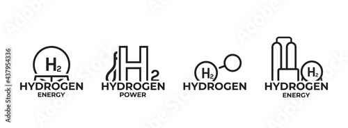 Hydrogen energy logo icon set. eco friendly industry. alternative and green energy symbols