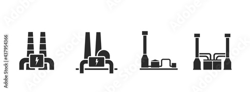 geothermal power plant icon set. environment, eco friendly industry, sustainable and renewable energy symbols