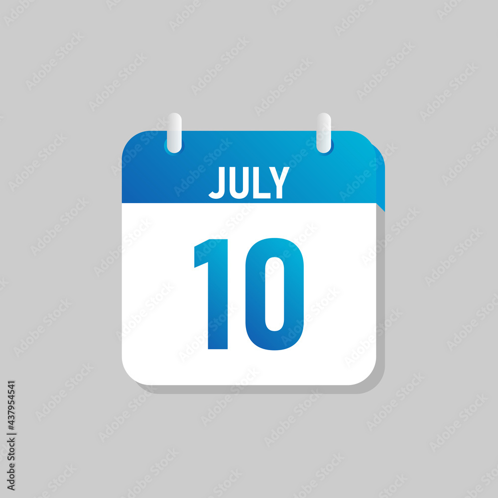 White daily calendar Icon July in a Flat Design style. Easy to edit Isolated vector Illustration. White daily calendar Icon July in a Flat Design style. Easy to edit Isolated vector Illustration.