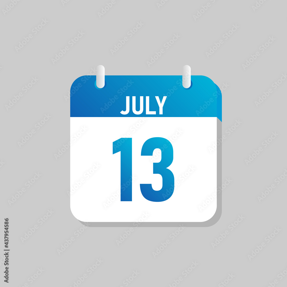 White daily calendar Icon July in a Flat Design style. Easy to edit Isolated vector Illustration. White daily calendar Icon July in a Flat Design style. Easy to edit Isolated vector Illustration.