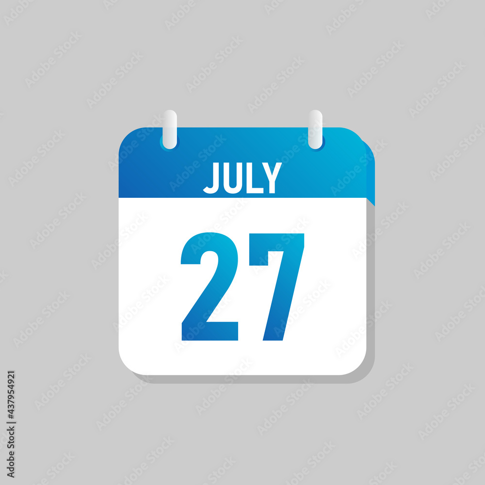 White daily calendar Icon July in a Flat Design style. Easy to edit Isolated vector Illustration. White daily calendar Icon July in a Flat Design style. Easy to edit Isolated vector Illustration.