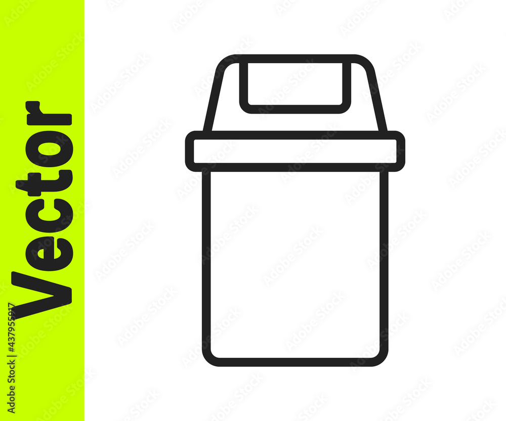Black line Trash can icon isolated on white background. Garbage bin sign. Recycle basket icon. Office trash icon. Vector Black line Trash can icon isolated on white background. Garbage bin sign. Recycle basket icon. Office trash icon. Vector