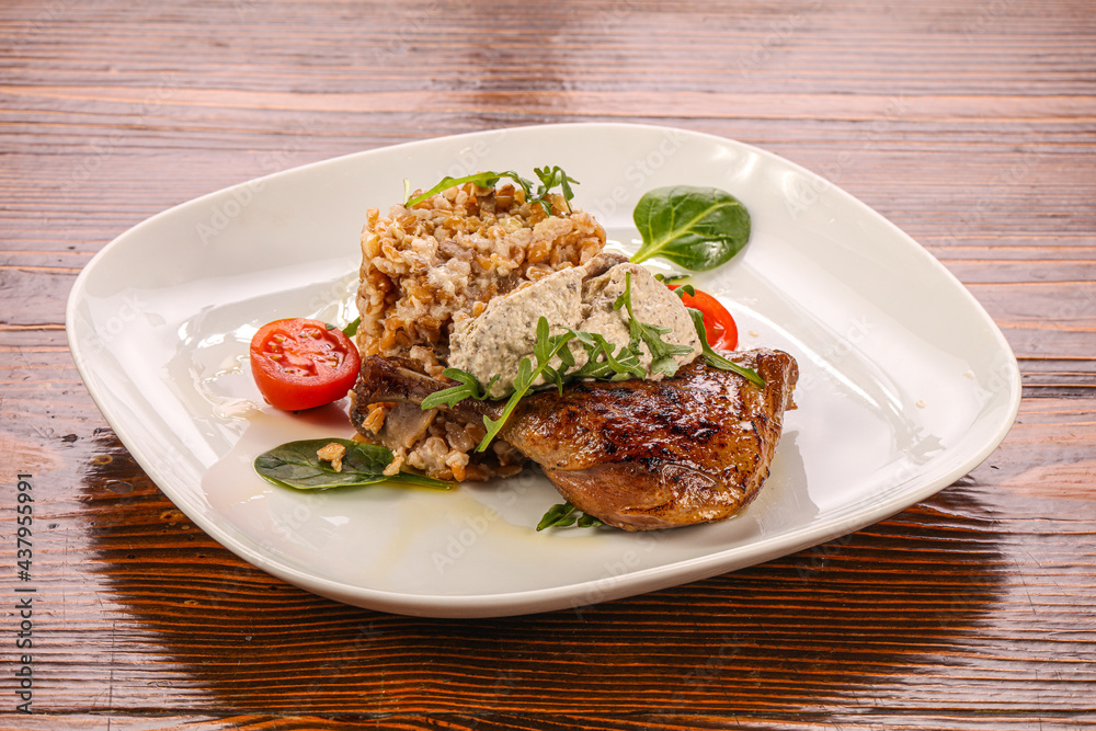 Roasted duck leg with mushrooms Roasted duck leg with mushrooms