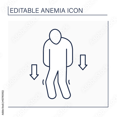 Anemia line icon. Disease symptoms.Weakness. Low hemoglobin, fast tiredness. Health protection concept. Isolated vector illustration. Editable stroke