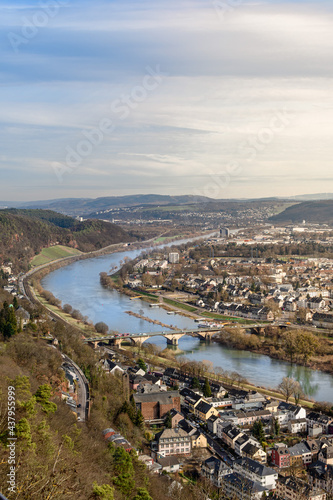 Evening view on the city Trier and the Mosel River in Germany