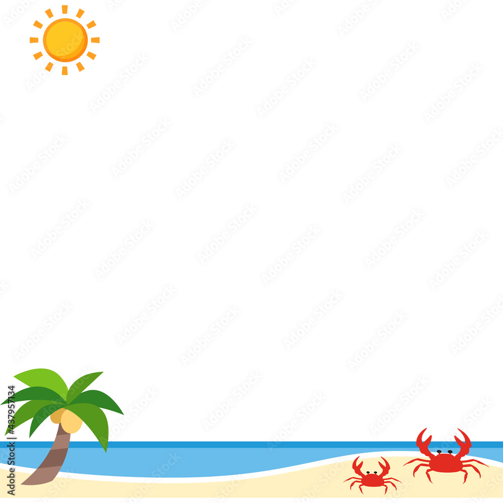夏の海のビーチイラスト素材 ベクター フレーム タイトル変更 Vector De Stock Adobe Stock