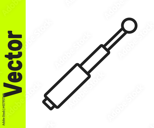 Black line Telescopic baton icon isolated on white background. Vector