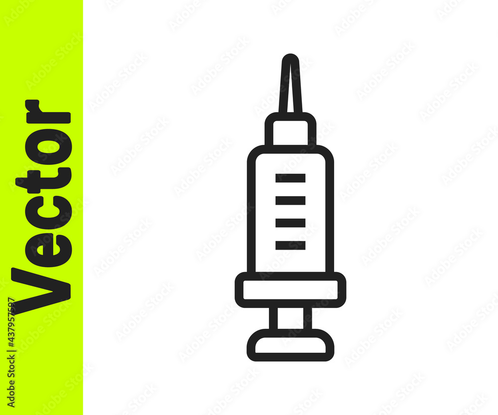Black line Addiction to the drug icon isolated on white background. Heroin, narcotic, addiction, illegal. Sick junkie with a syringe and medical pills. Vector Black line Addiction to the drug icon isolated on white background. Heroin, narcotic, addiction, illegal. Sick junkie with a syringe and medical pills. Vector